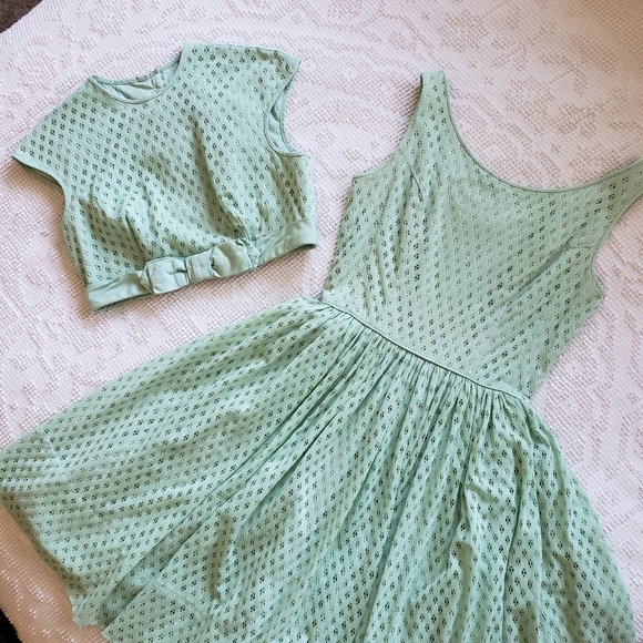 1950s Vintage Dress Jacket Set KerryBrooke by JC Penney's Atomic Mint - Picture 11 of 15